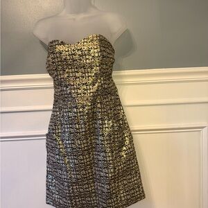Y2K vintage H&M Strapless metallic Gold and Black Dress